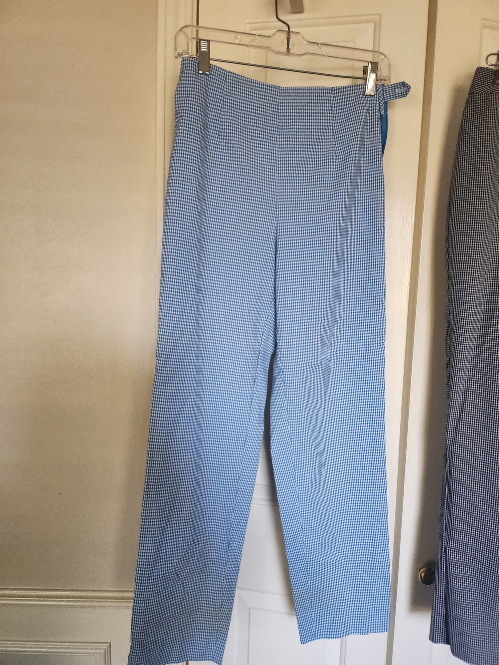 Light Blue Gingham Wide Leg Pants